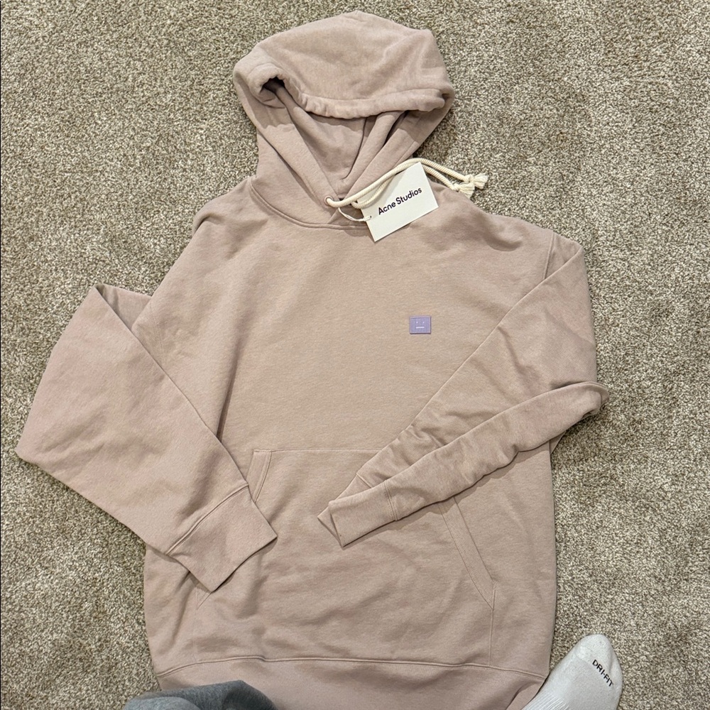 Acne Studios Men's Beige Pink Logo Hoodie